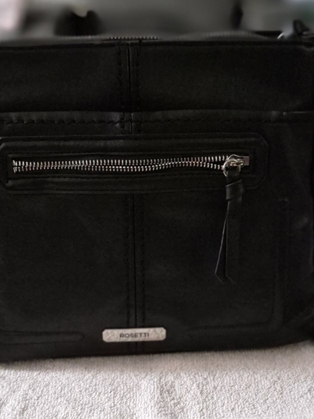 Rosetti Black Faux Leather Crossbody Bag